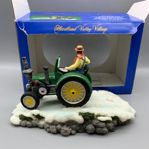 Heartland Valley Christmas Village Green Tractor on Hill of Snow in Original Box - Picture 9 of 10